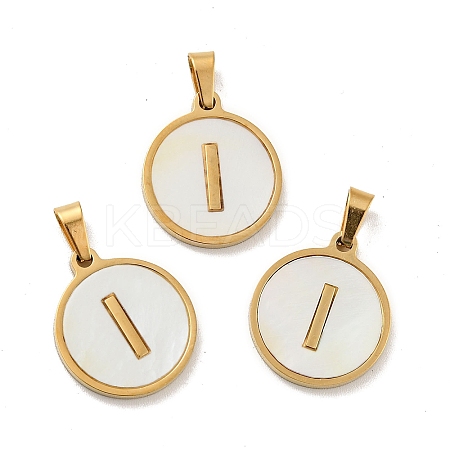 PVD Vacuum Plating 304 Stainless Steel with White Shell Pendants STAS-G268-01I-G-1