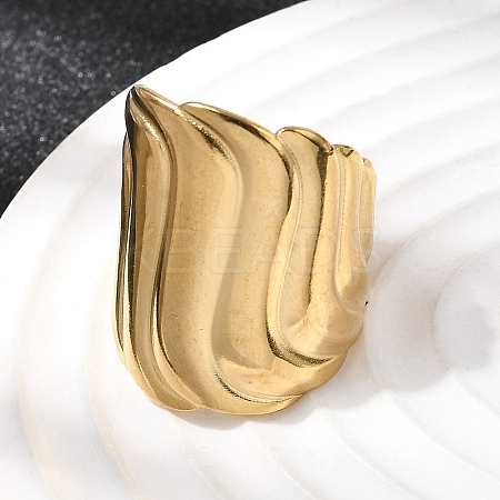 304 Stainless Steel Open Cuff Rings for Women RJEW-K313-17G-1