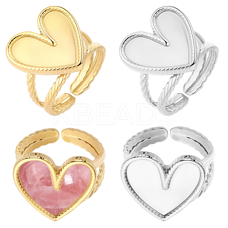 8Pcs 2 Colors 304 Stainless Steel Open Cuff Ring Findings STAS-BBC0010-11C-1