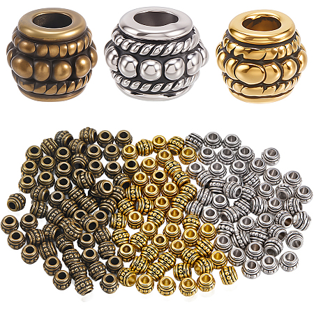 180Pcs 3 Styles Tibetan Alloy Beads TIBE-PA0001-01-1