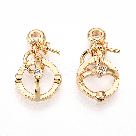 Brass Micro Pave Cubic Zirconia Peg Bails Pendants KK-U056-56G-1
