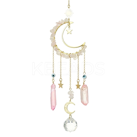 Moon & Star Brass Hanging Ornaments HJEW-TA00095-01-1