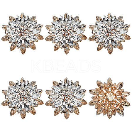 6Pcs Alloy & Glass Cabochons FIND-FG0004-60B-1