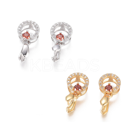 Brass Micro Pave Cubic Zirconia Ice Pick Pinch Bails ZIRC-L093-09-1