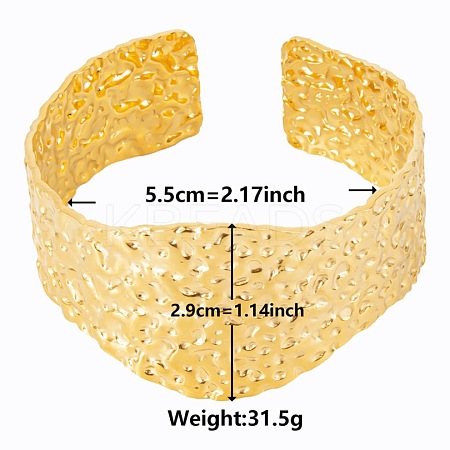 Vintage Hammered 304 Stainless Steel Cuff Bangles for Women RE7347-2-1