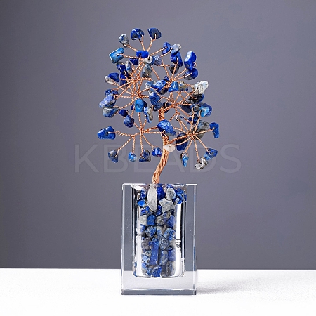 Natural Lapis Lazuli Chips Money Tree Display Decorations PW-WG1CBB9-04-1