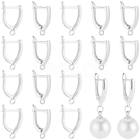 20Pcs Rack Plating Eco-friendly Brass Hoop Earring Findings with Latch Back Closure KK-BBC0027-50S-1