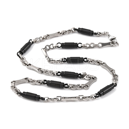 201 Stainless Steel Column Links Chain Necklace NJEW-F222-38EBP-04-1