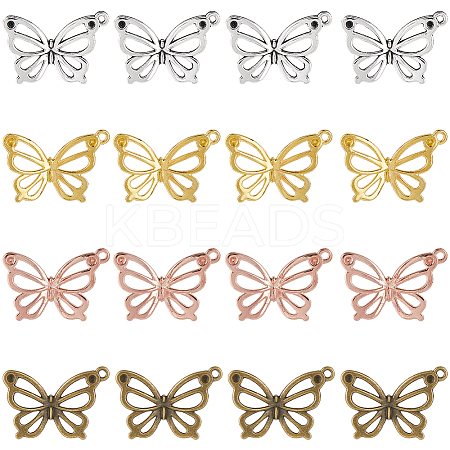 64Pcs 4 Colors Tibetan Style Alloy Hollow Pendants FIND-SC0014-41-1
