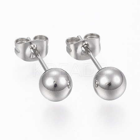 Tarnish Resistant 201 Stainless Steel Ball Stud Earrings STAS-P179-02P-6mm-1