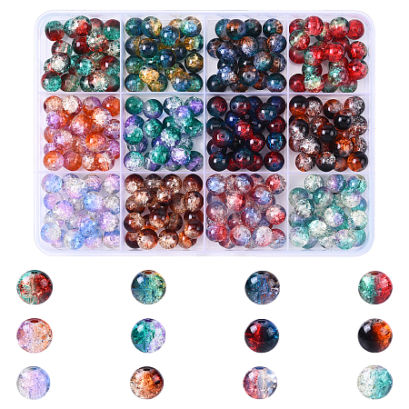 DIY Round Crackle Glass Beads Bracelets Making Kits DIY-YW0016-06-1