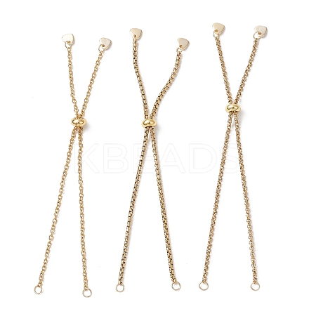 3Pcs 3 Styles 304 Stainless Steel Cable Chain & Venetian Chain & Rolo Chain Slider Bracelet Making AJEW-JB01463-1