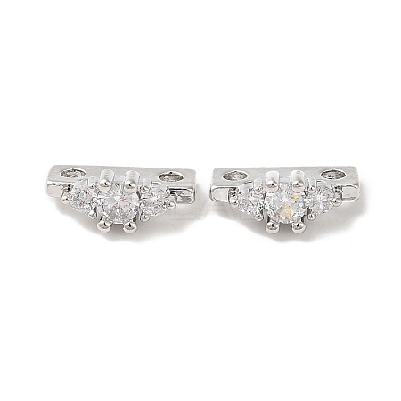 Brass Micro Pave Clear Cubic Zirconia Slide Charms KK-P239-16P-1