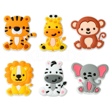 Lion/Tiger/Elephant/Monkey Zebra/Giraffe Silicone Focal Beads SIL-FS0001-19-1