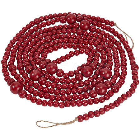 Round Wooden Beaded Garland for Christmas Tree Decoration AJEW-WH20019-63-1