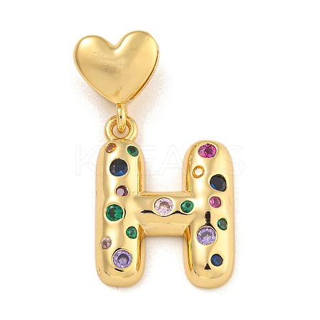 Brass Micro Pave Colorful Cubic Zirconia Pendants KK-P281-01G-H-1