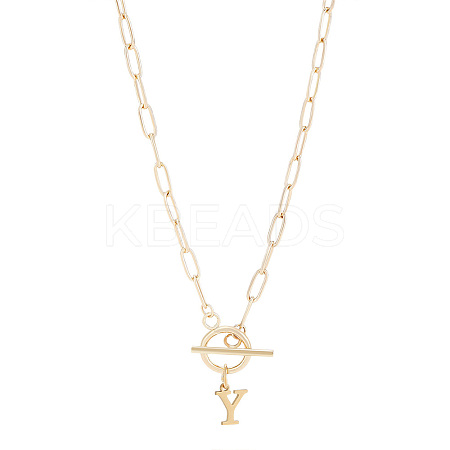 304 Stainless Steel Letter Pendant Necklaces NJEW-LP0001-52Y-G-1