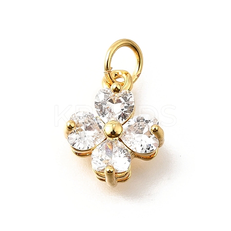 Brass Micro Pave Cubic Zirconia Pendants KK-V008-11G-04-1