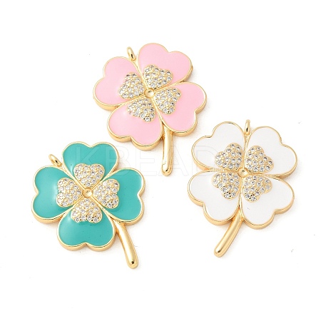 Brass Micro Pave Cubic Zirconia Pendants KK-U053-25G-1