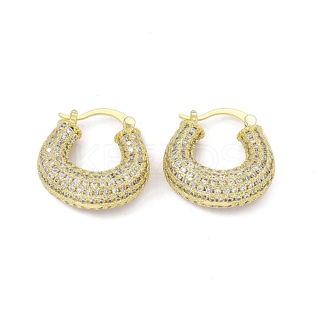 Clear Cubic Zirconia Horseshoe Hoop Earrings EJEW-I277-04G-1