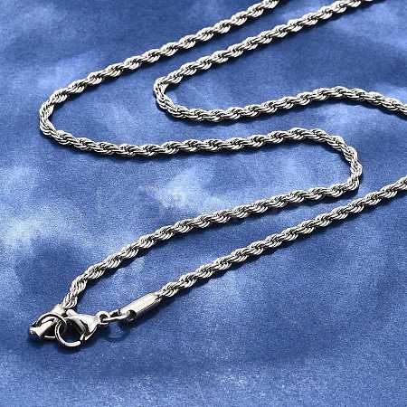 Non-Tarnish 304 Stainless Steel Rope Chain Necklaces X-STAS-M174-014P-B-1