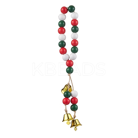 Wooden Beads Ring Hanging Ornaments HJEW-JM02148-1