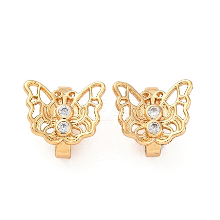 Brass Micro Pave Clear Cubic Zirconia Hook Clasps KK-H513-11G-1