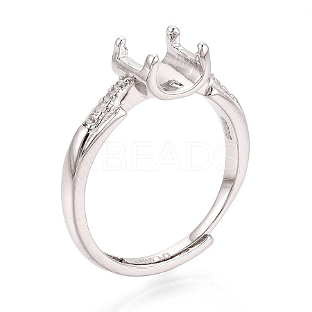Rhodium Plated 925 Sterling Silver Micro Pave Cubic Zirconia Engagement Solitaire Ring Settings STER-N016-74P-1