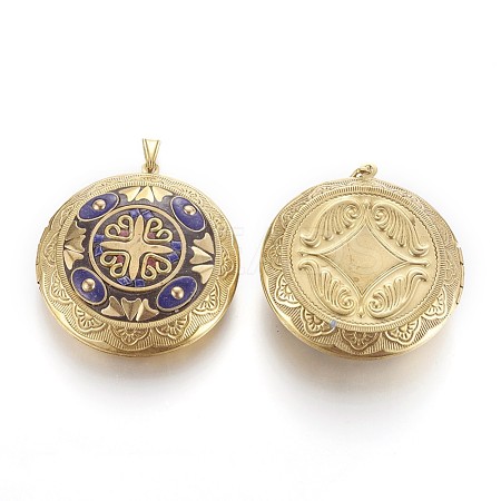 Handmade Brass Locket Pendants KK-P179-F02-1