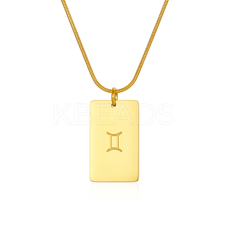 Stylish Stainless Steel 12 Zodiac Rectangle Pendant Necklaces for women GA2858-9-1