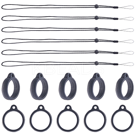 36Pcs Silicone Rings with 6Pcs Polyester Necklace Lanyard Anti-Loss Pendant Holder DIY-GF0008-07B-1