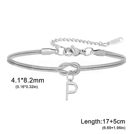 304 Stainless Steel Initial Charm Bracelets FS-WGD8E41-37-1