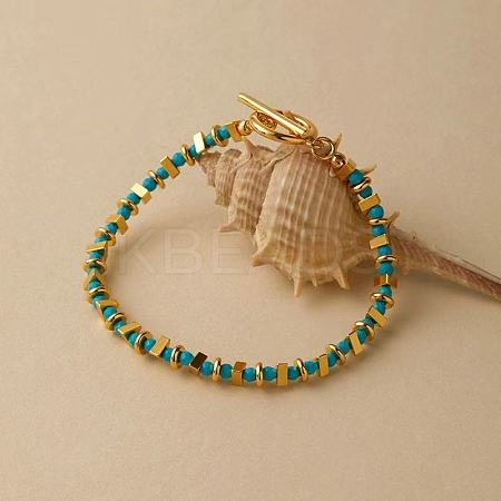 Synthetic Turquoise & Brass Beaded Bracelets for Women XC1263-1