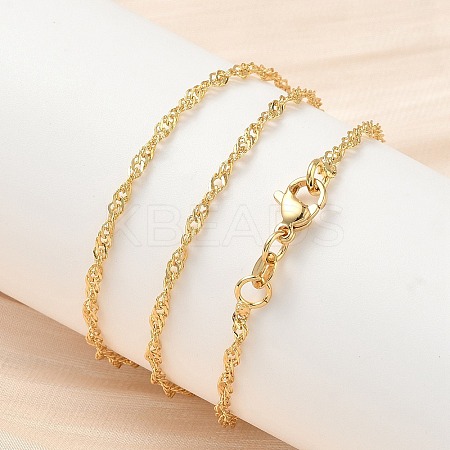 2.5MM Brass Singapore Chain Necklaces NJEW-P339-07G-1