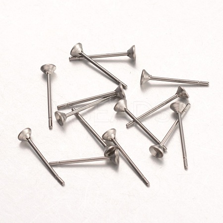 316 Surgical Stainless Steel Stud Earring Settings STAS-K098-04-3mm-P-1