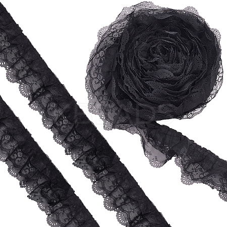 10 Yards 3-Layer Pleated Chiffon Flower Lace Trim OCOR-BC0005-27B-1