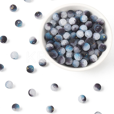 200G Frosted Baking Paint Crackle Glass Beads with Glitter Powder DGLA-YW0001-56J-1