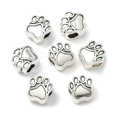 Tibetan Style Zinc Alloy Dog Paw Prints European Beads MPDL-R038-008AS-RS-1