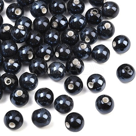 Glazed Porcelain Round Beads PORC-S489-10mm-03-1