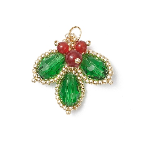 Glass & Glass Seed Beads Beaded Pendants PALLOY-MZ01053-1