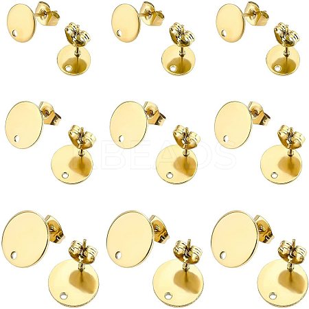 36Pcs 3 Styles Ion Plating(IP) 304 Stainless Steel Stud Earring Findings STAS-BC0002-56-1