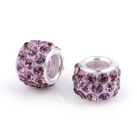 Polymer Clay Rhinestone European Beads CPDL-S007-04-1