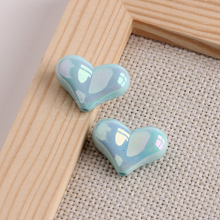 Electroplate Opaque Acrylic Beads MACR-WH0010-38H-1