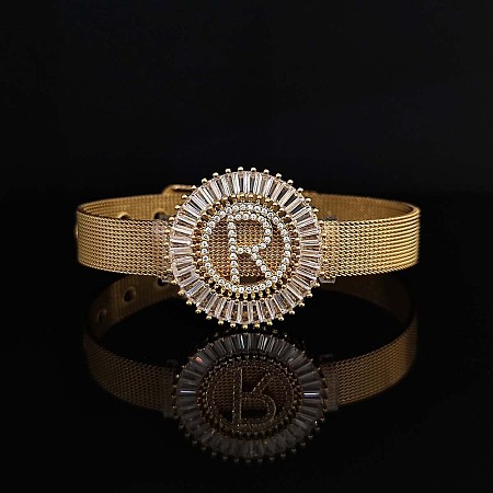Brass Micro Pave Clear Cubic Zirconia Bangles for Women FS-WGA7409-39-1