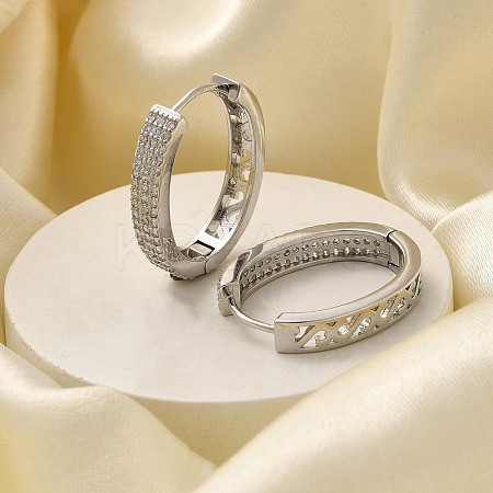 Brass Cubic Zirconia Hoop Earrings EJEW-M048-05P-1