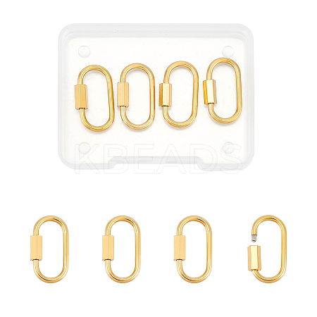 4Pcs 304 Stainless Steel Screw Carabiner Lock Charms FIND-UN0003-50-1
