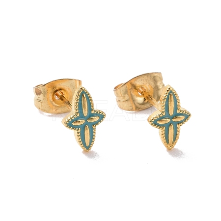 Enamel Star Stud Earrings with 316L Surgical Stainless Steel Pins EJEW-P204-01G-01-1