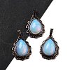 Synthetic Opalite Teardrop Pendants G-K363-01R-06-1
