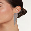 1 Pair Alloy Rhinestone Tassel Stud Earrings for Women EJEW-LP0012-22P-1
