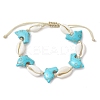 Summer Cowrie Shell & Synthetic Turquoise Braided Bead Bracelets BJEW-JB10370-1
